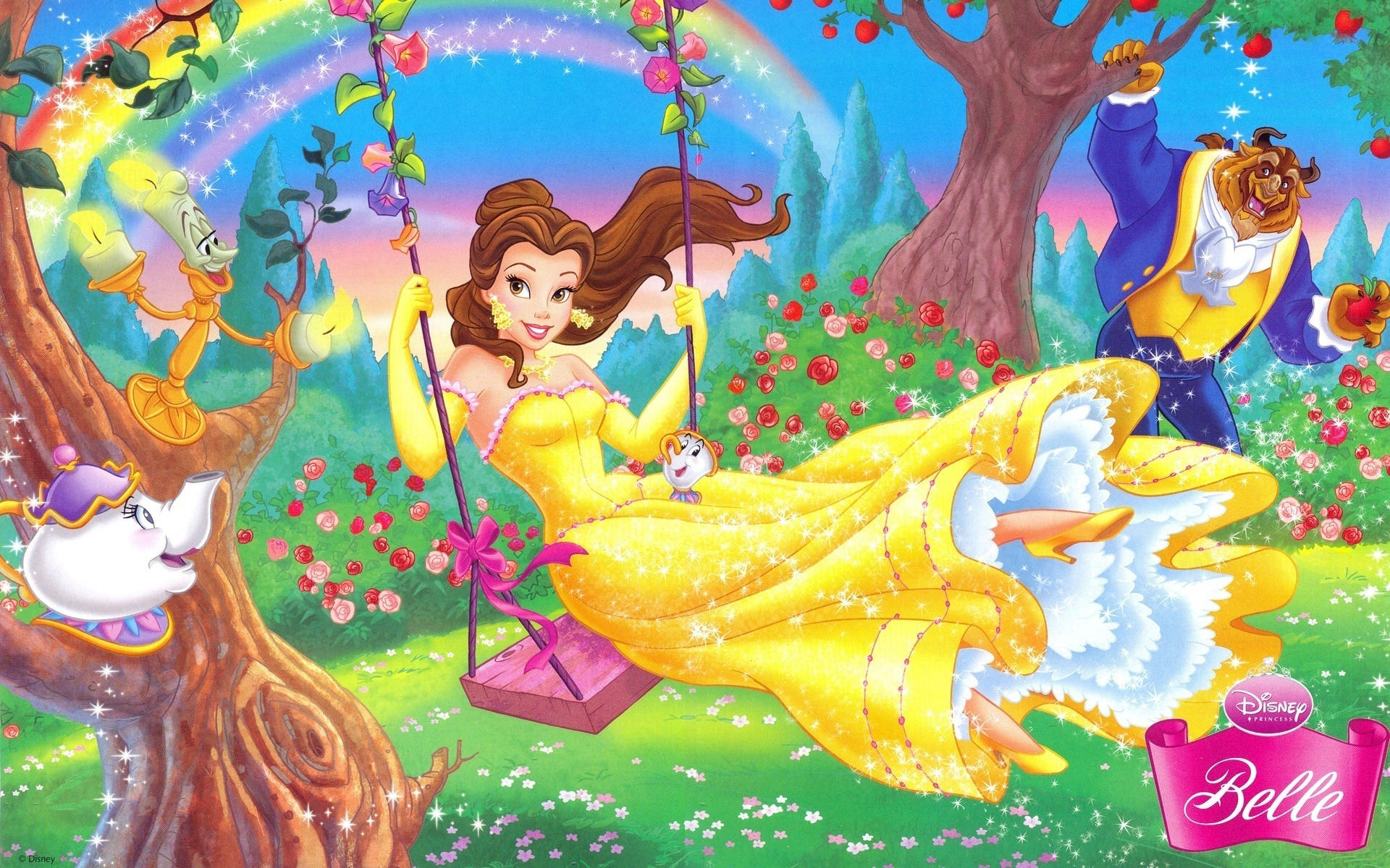 Disneytecknade Filmer Belle Och Beast Wallpaper
