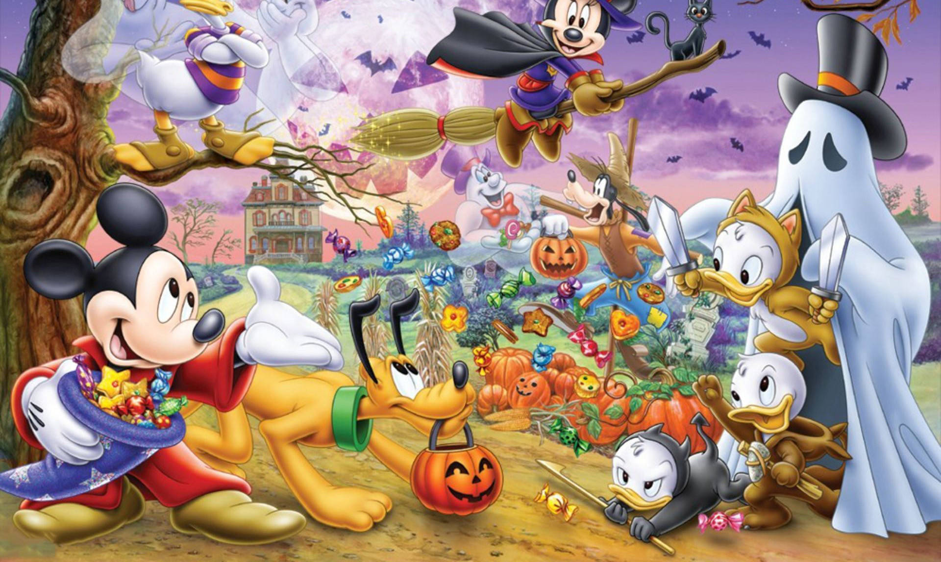 Adorablespersonajes De Disney Para Halloween. Fondo de pantalla