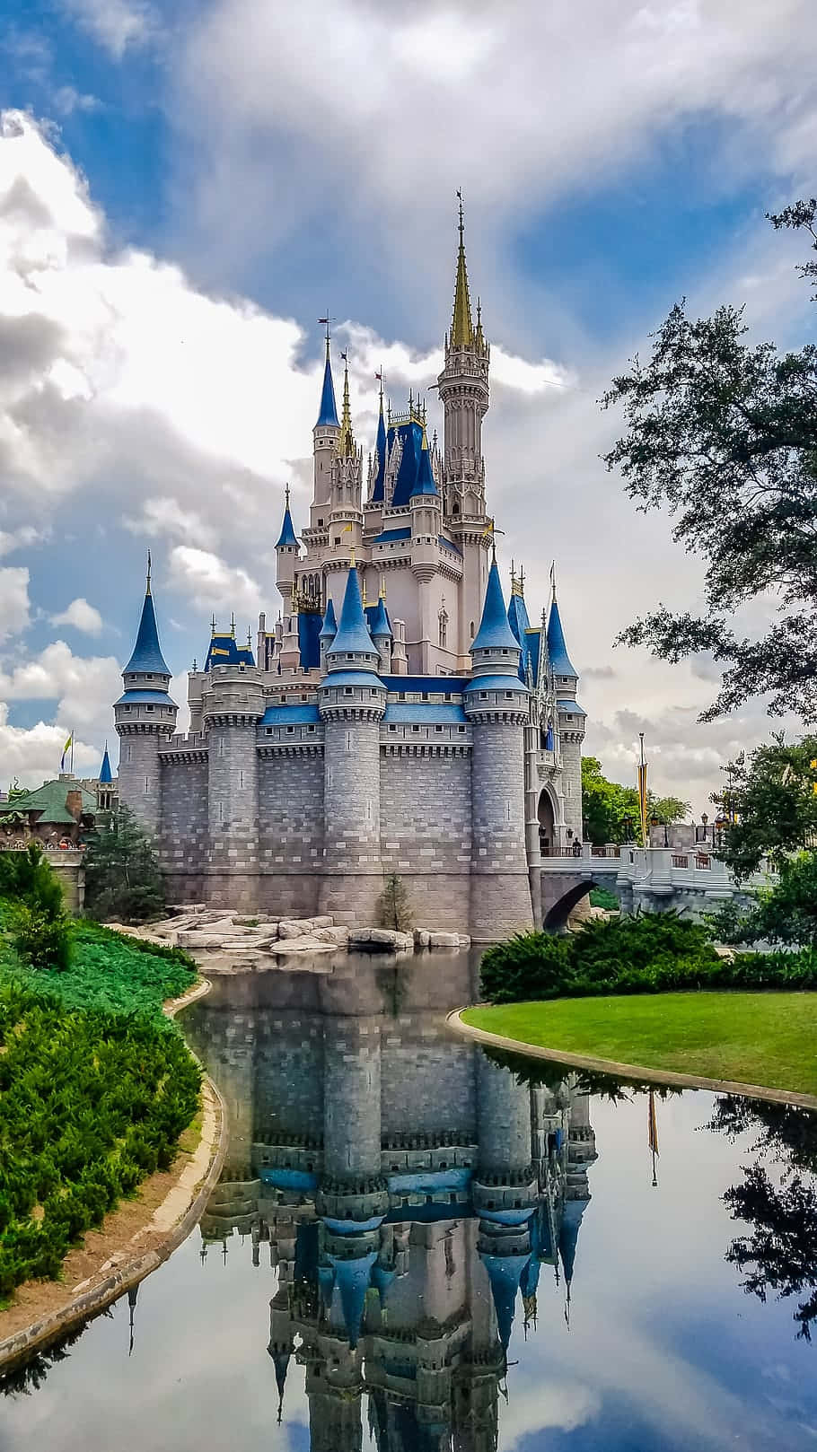Cinderella Castle Is Reflected In A Pond