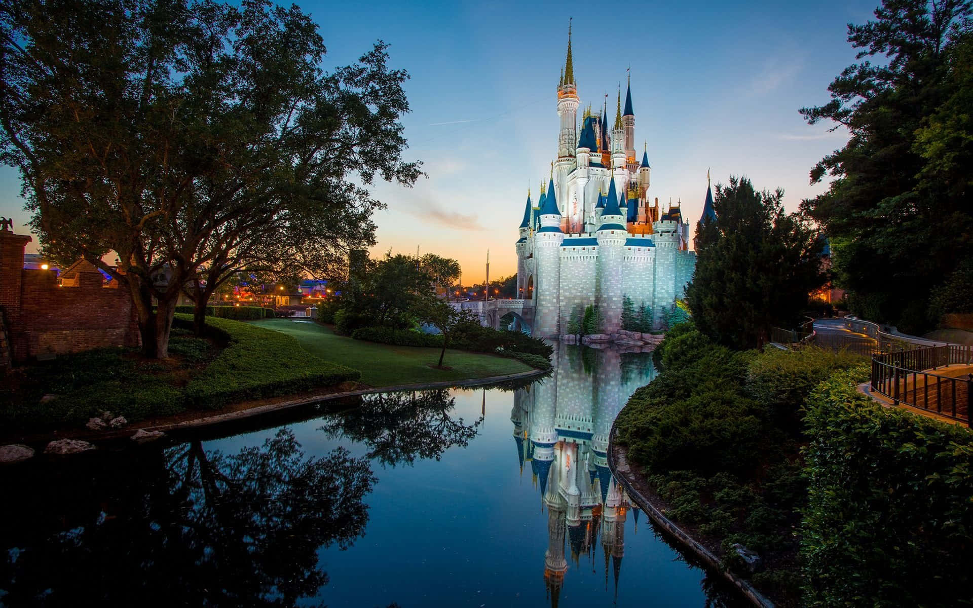 Etmagisk View Af Disney Slottet I Den Nattemørke Himmel.