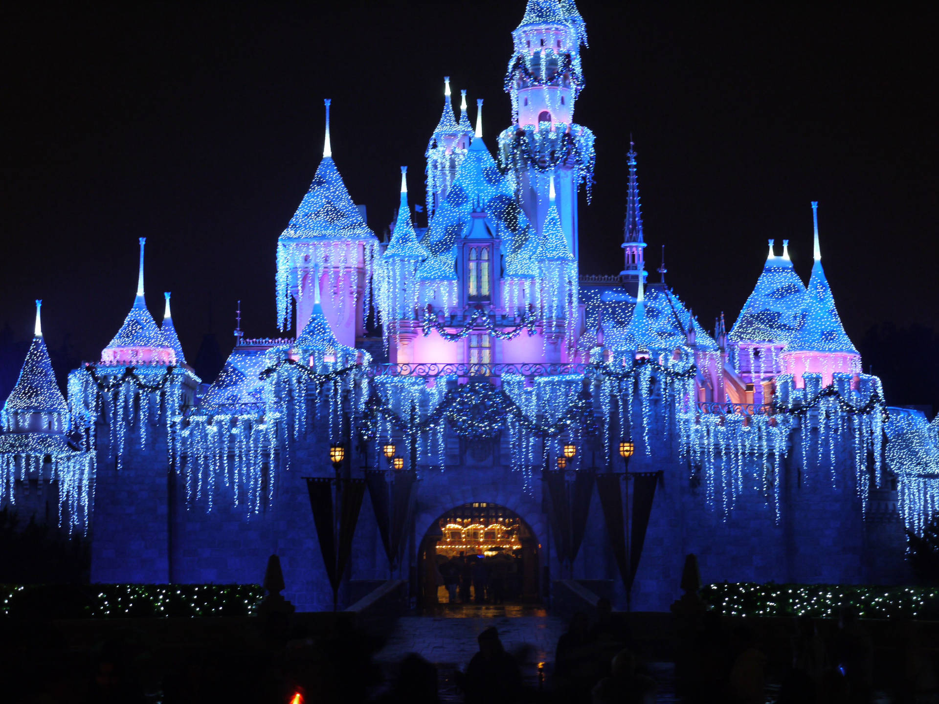 Disney Castle Christmas Lights Wallpaper