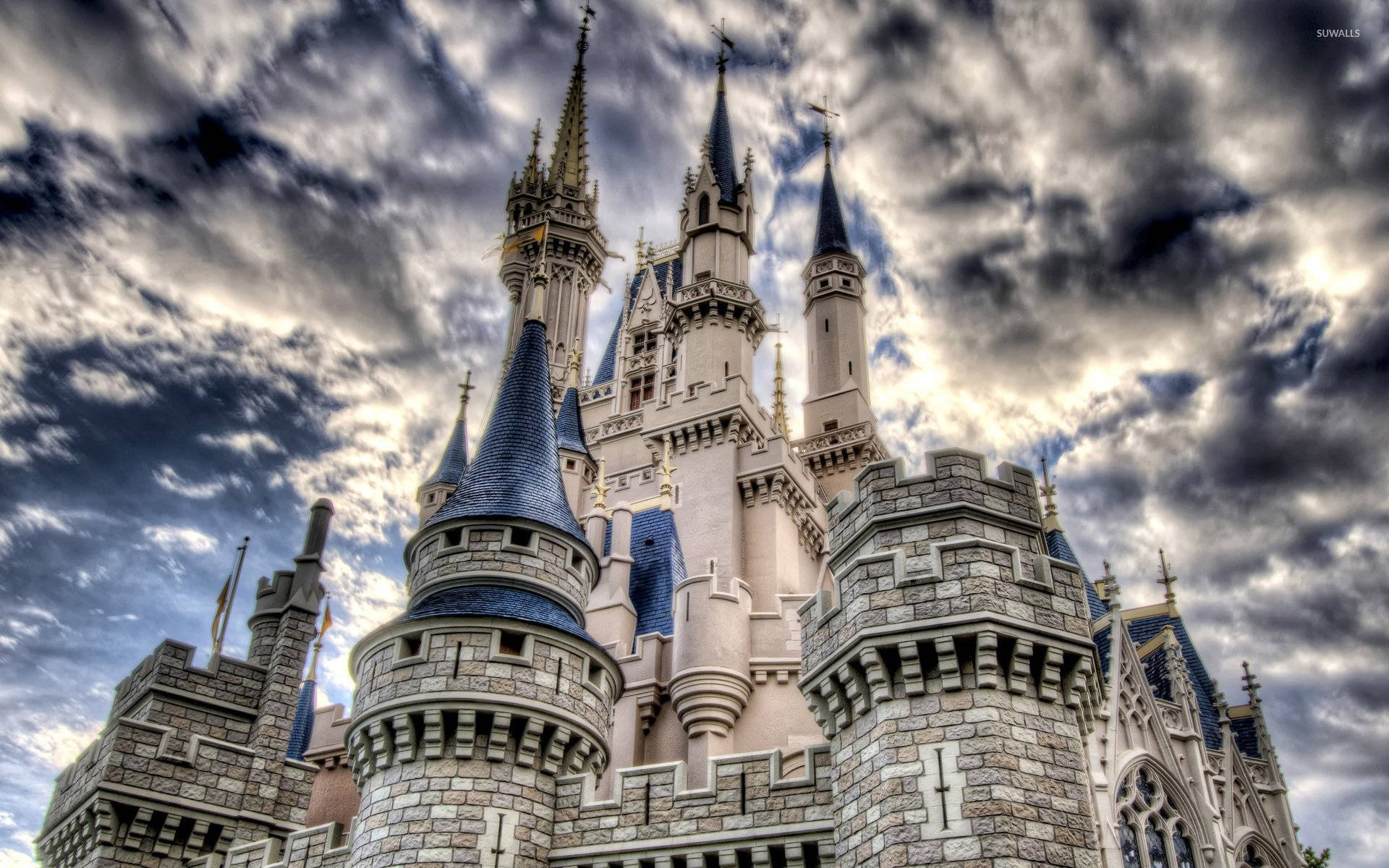 Disney Castle Cloudy Sky Wallpaper
