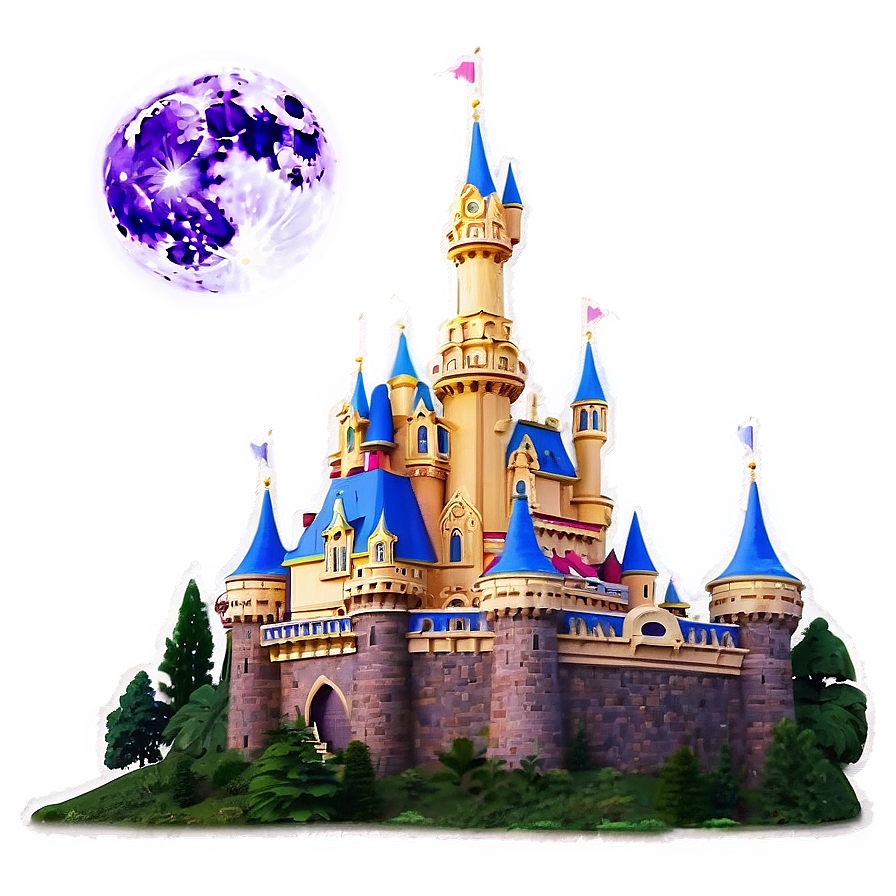 Download Disney Castle Full Moon Background Png 36 | Wallpapers.com