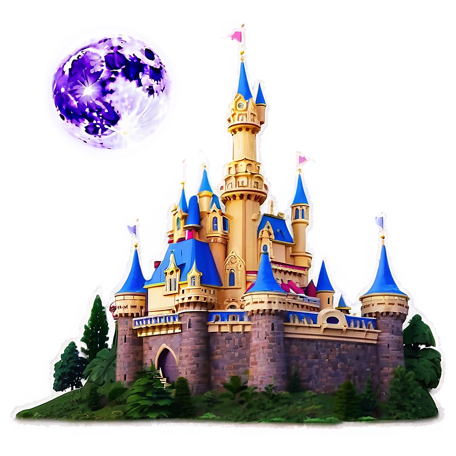 Disney Castle Full Moon Background Png 36 PNG