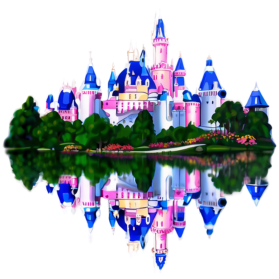 Disney Castle Reflection In Water Png Sce71 PNG