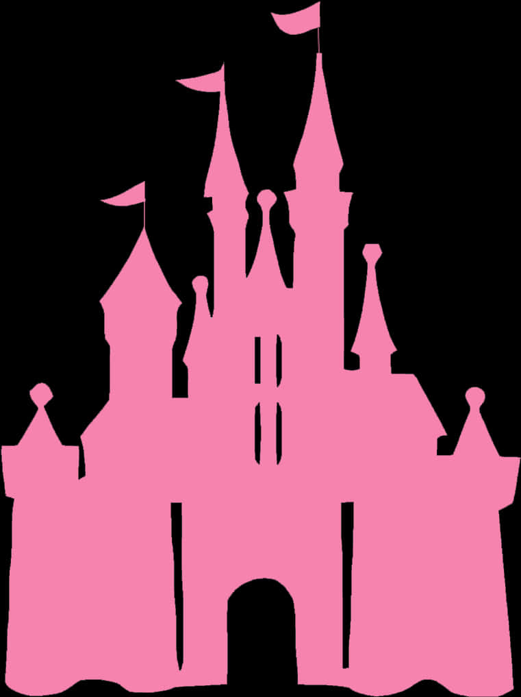 Disney Castle Silhouette Pink Background PNG