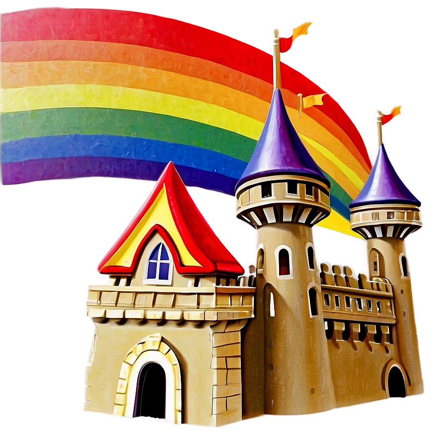 Disney Castle With Rainbow Png 05242024 PNG