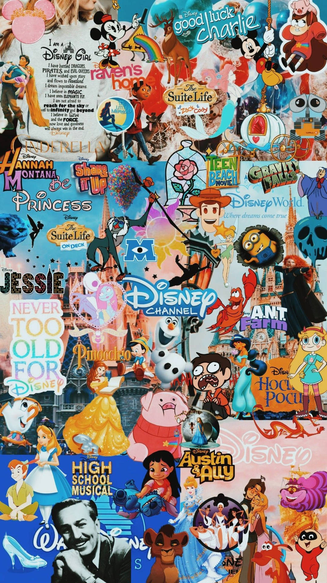 Disney Channel Character Collage Poster Background
