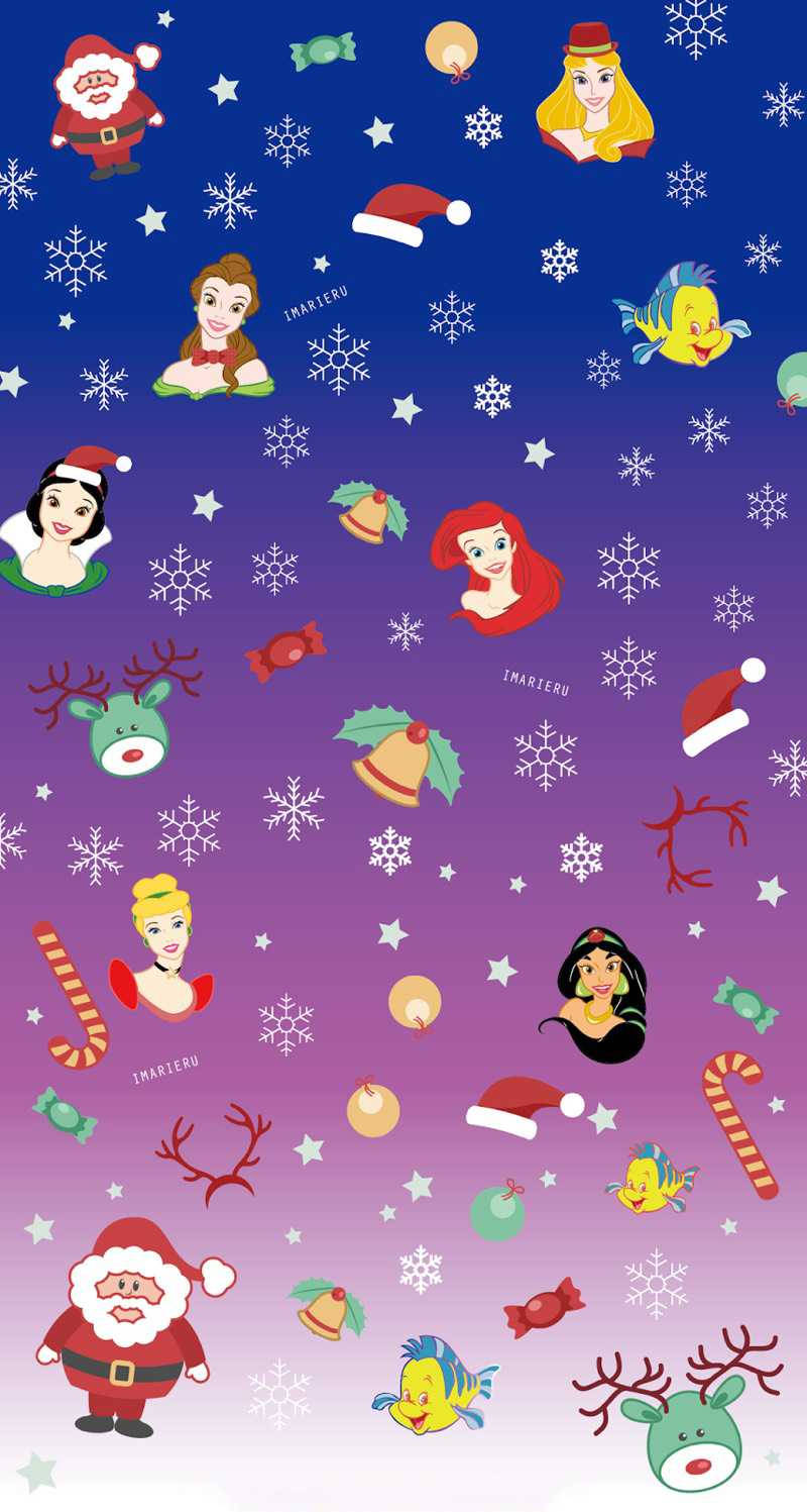Disneycharaktere Kunstvolle Weihnachten Iphone Wallpaper