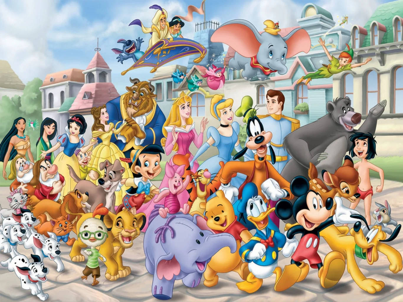 Disney Characters In A Parade Wallpaper