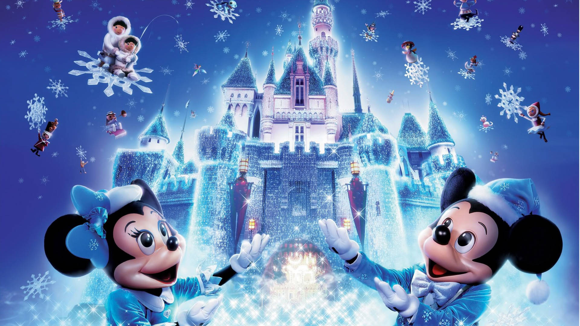 Disney Characters In Frozen Castle Wallpaper