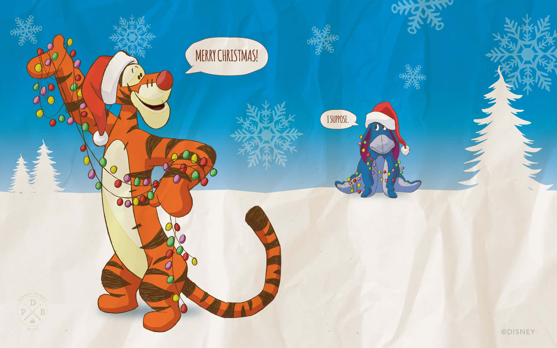 Tigger And Santa Claus In The Snow