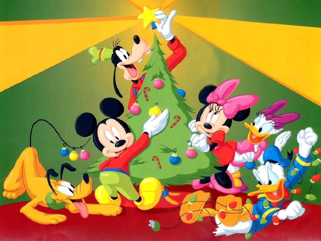 Disney jul opsætning af juletræ tapet Wallpaper