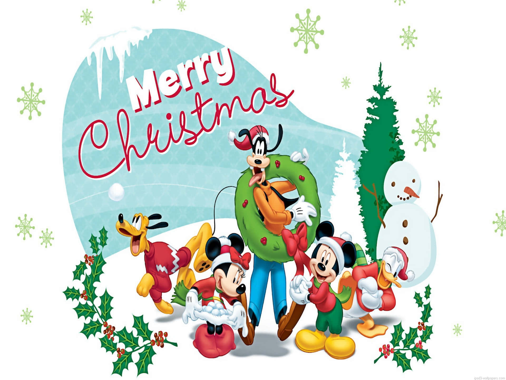 Njutav Helgskönheten Med En Disney-jul-ipad. Wallpaper