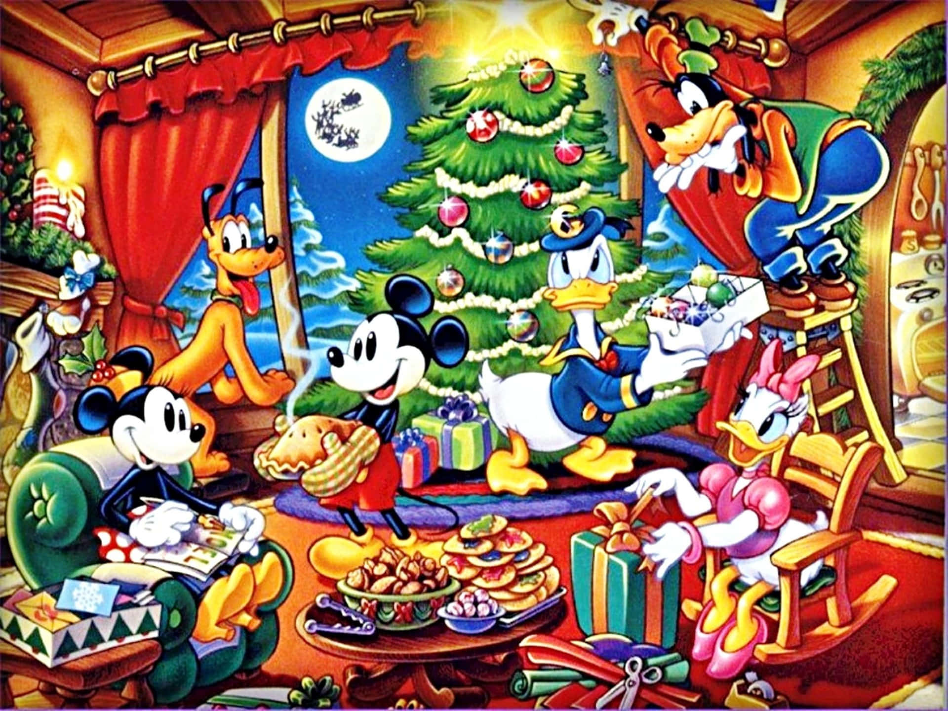 Feiernsie Weihnachten Mit Einem Disney-themed Ipad. Wallpaper
