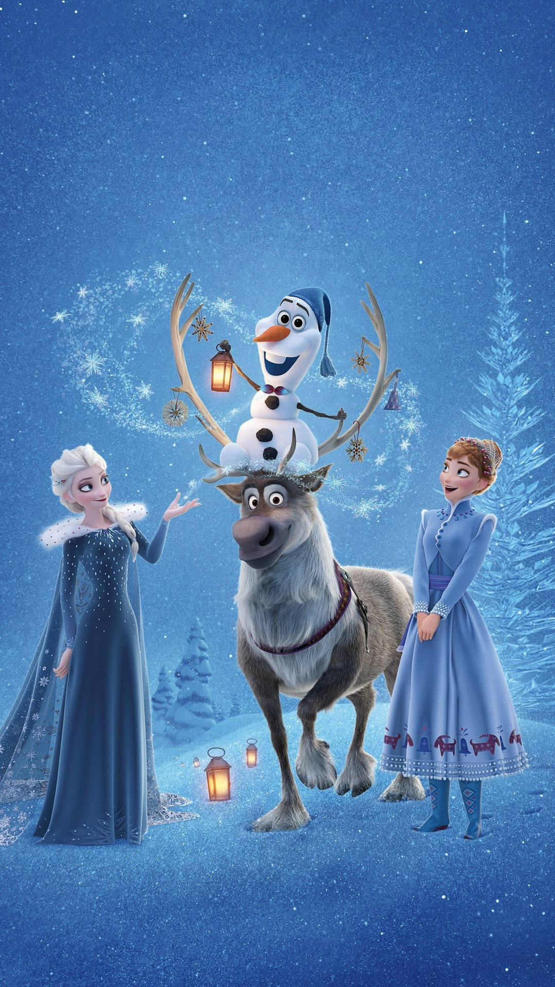 Personaggidel Film Frozen Di Disney Per Iphone A Tema Natalizio Sfondo