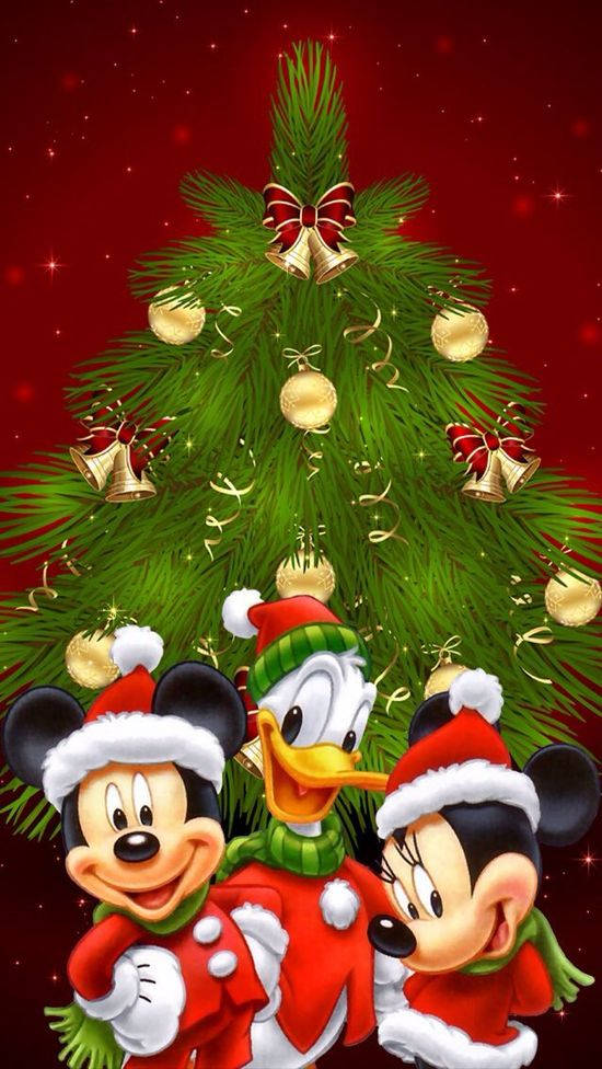 Disney Christmas Iphone Mickey And Cheerful Friends Wallpaper