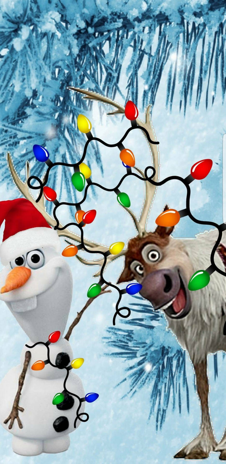 Disney Jule iPhone Olaf og Sven Tapet Wallpaper