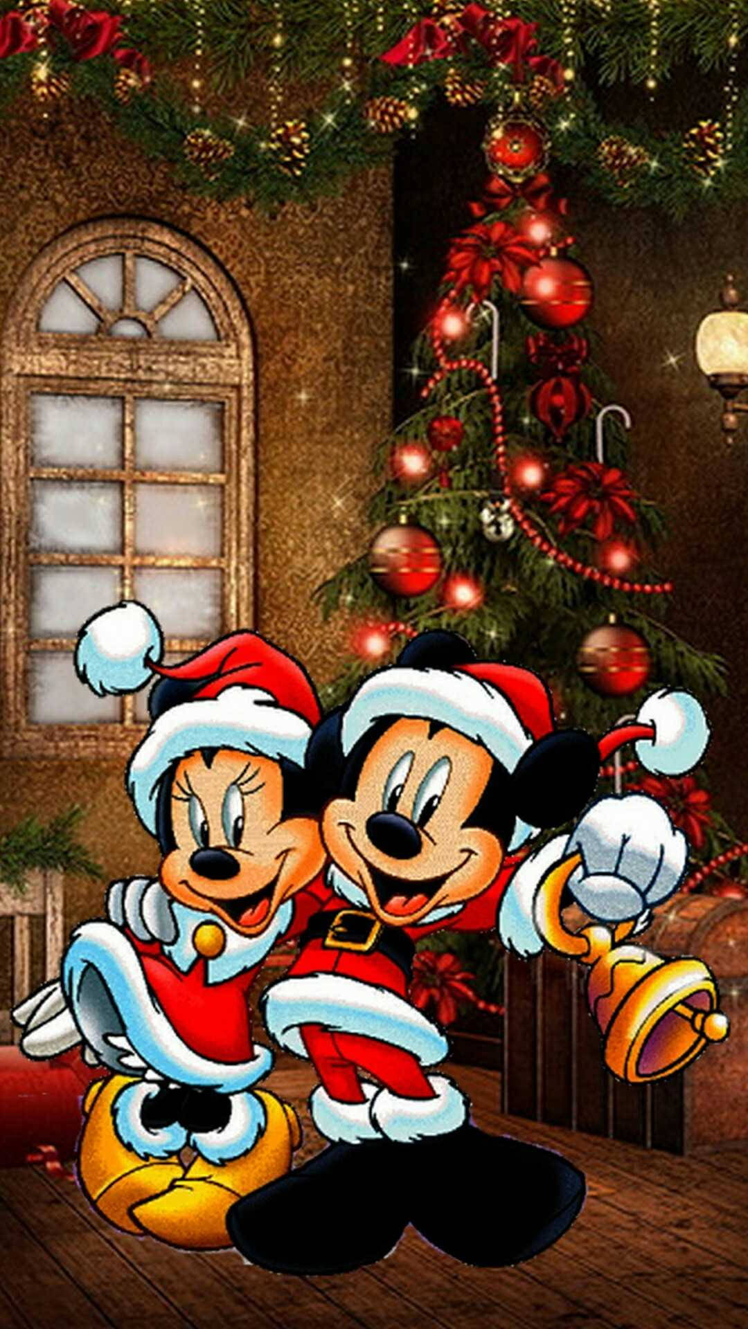 Disney Christmas iPhone Sweet Mickey And Minnie Mouse Wallpaper
