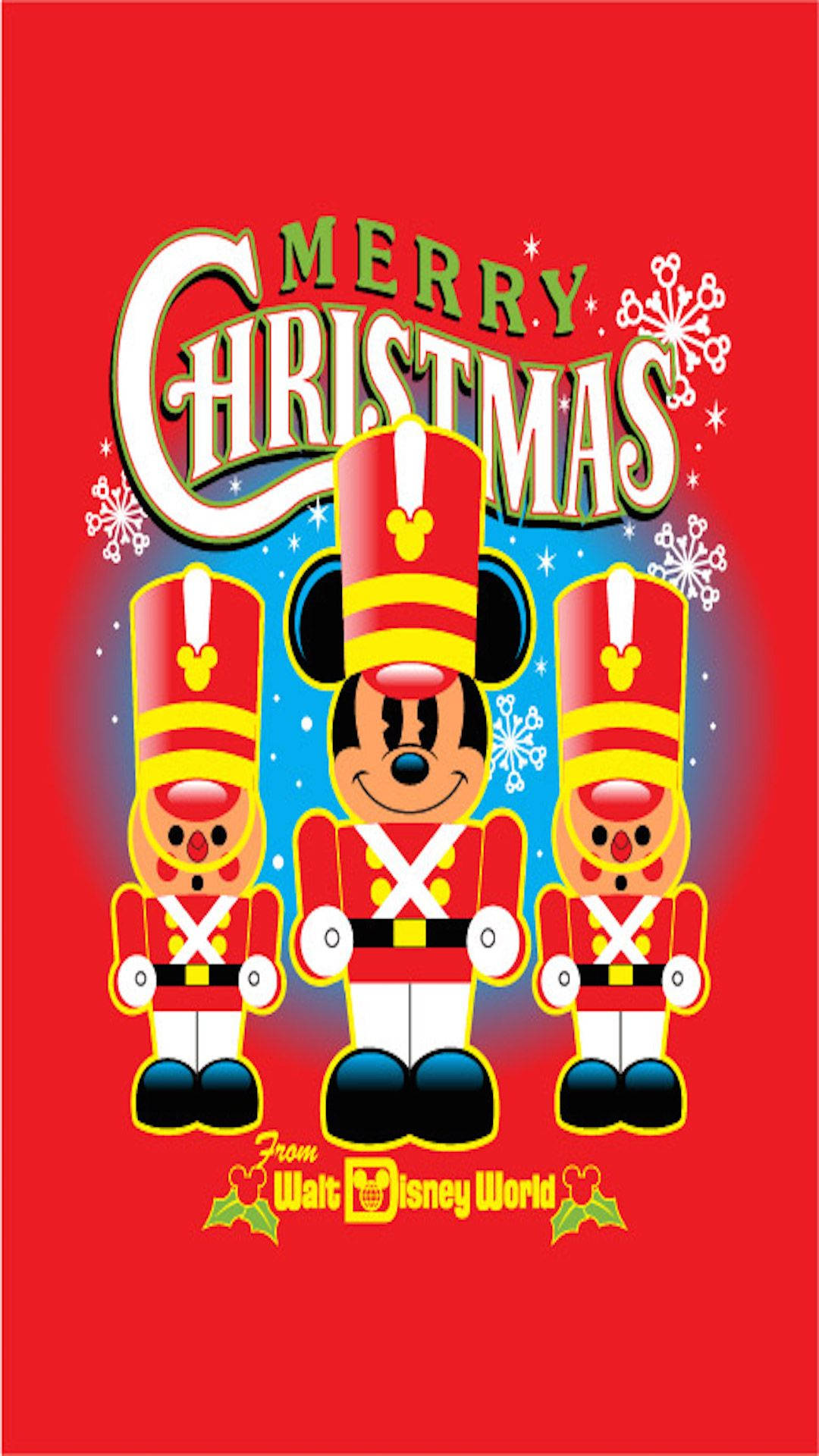 Papelde Parede Da Disney De Natal Com O Mickey Tocando Tambor. Papel de Parede