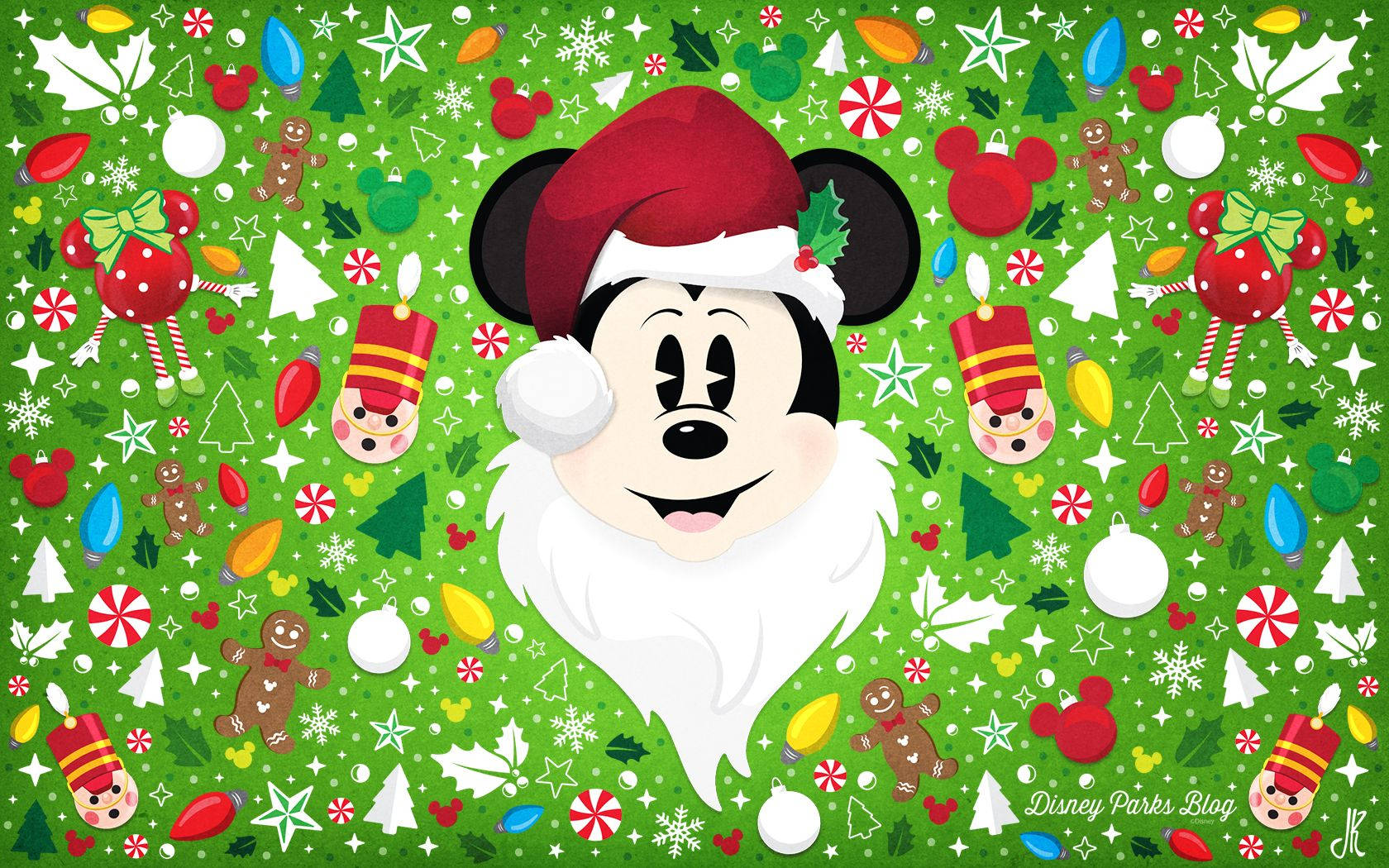Disney Jul Mickey i julemanddragt Tapet Wallpaper