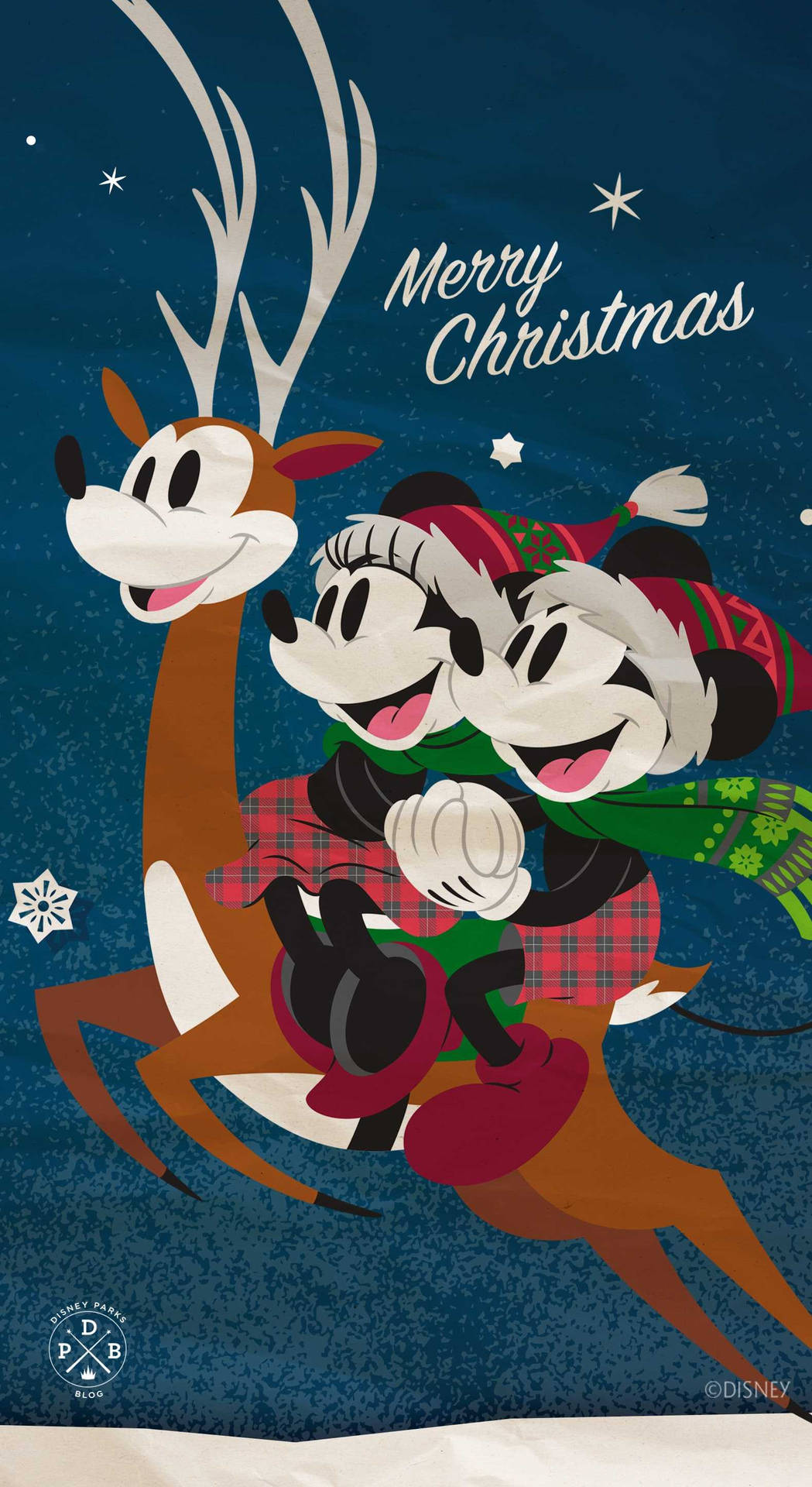 Disney Christmas Mickey With A Reindeer Wallpaper