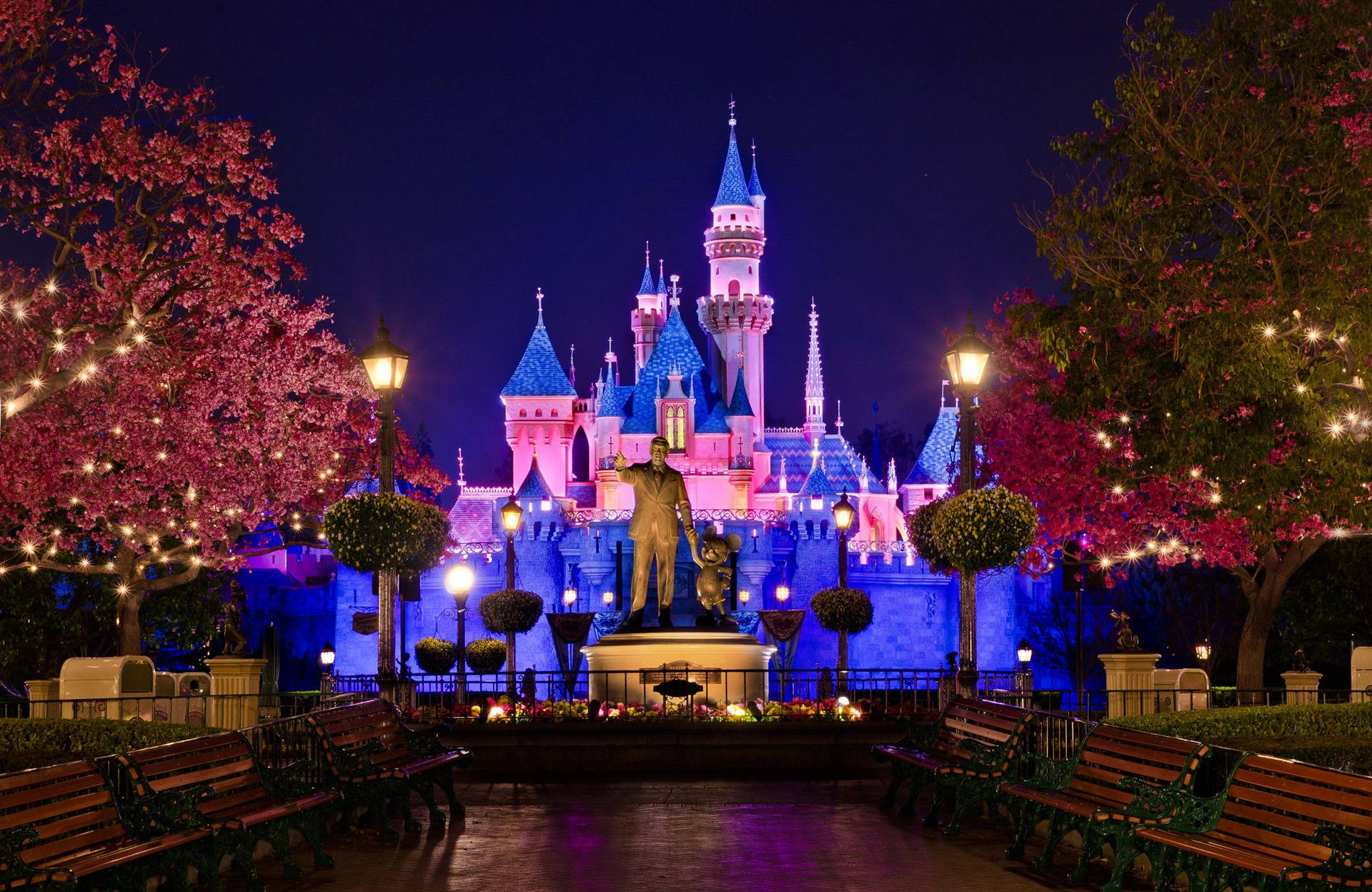 Disney Christmas Pink Castle Wallpaper