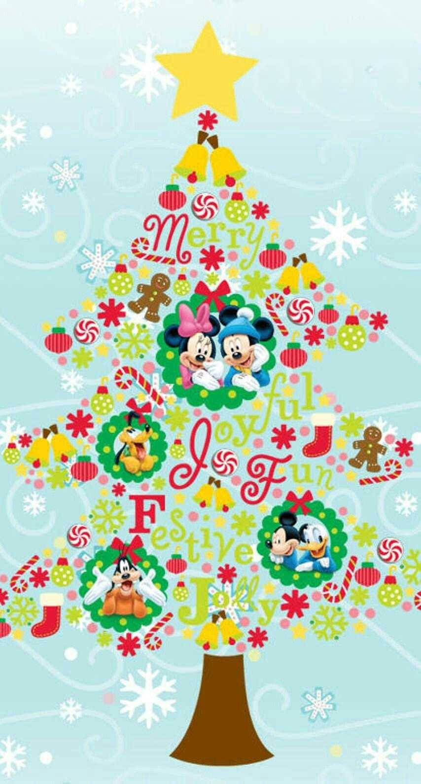 Disney Juletræ Styliseret Mønster Wallpaper