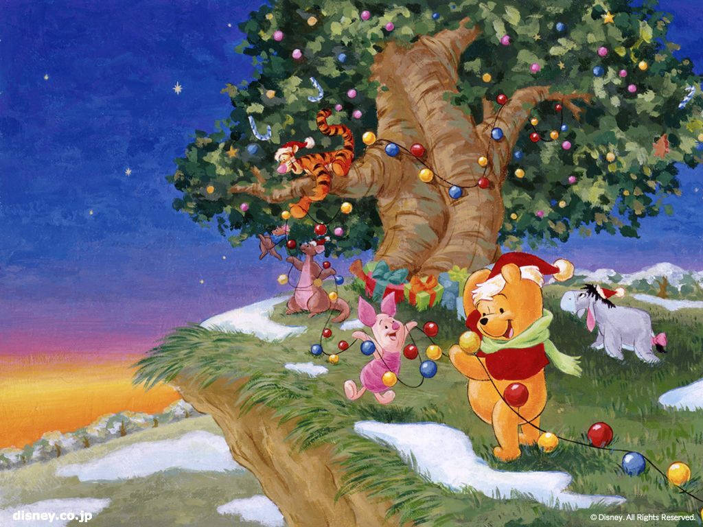 Disney Jule Winnie The Pooh Abstrakt Digital Tapet Wallpaper
