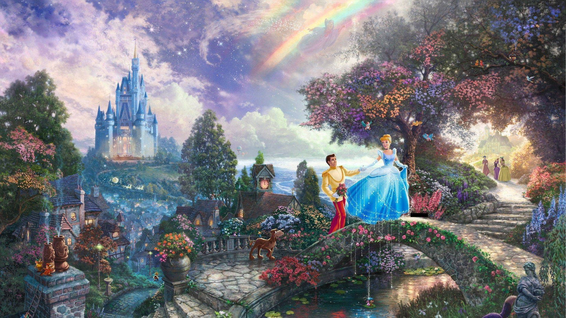 Disney Cinderella And Secret Prince Laptop Wallpaper
