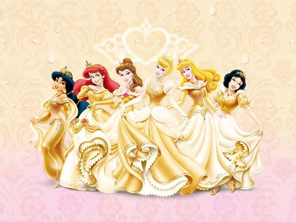 Disney Prinsesser Computer Gul Kjoler Wallpaper