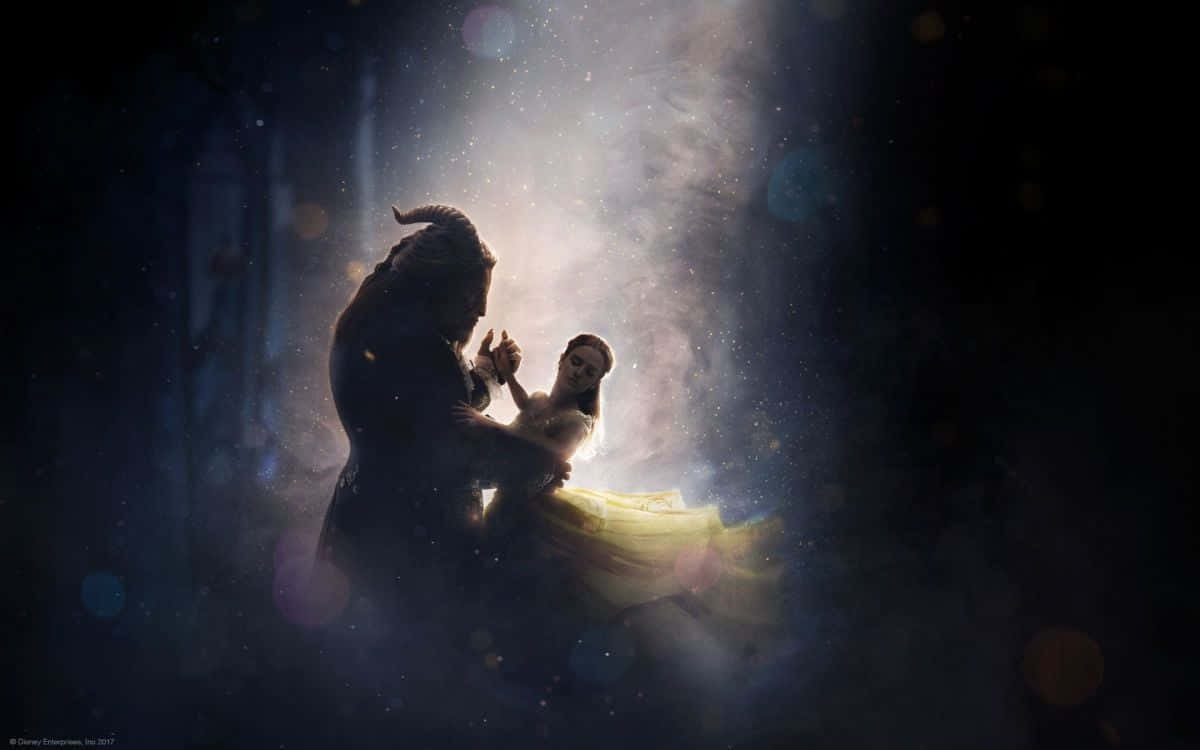 Disney Computer Silhouettes Of Belle And The Beast Wallpaper