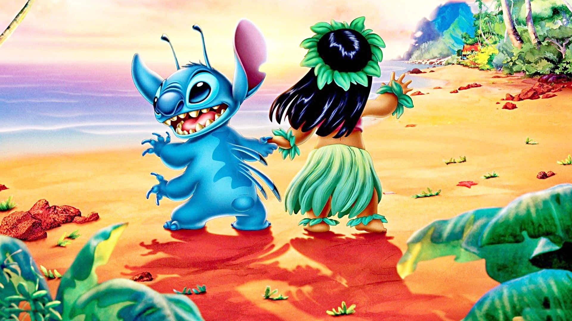 Paintingde Fanart De Disney En La Computadora De Lilo Y Stitch. Fondo de pantalla