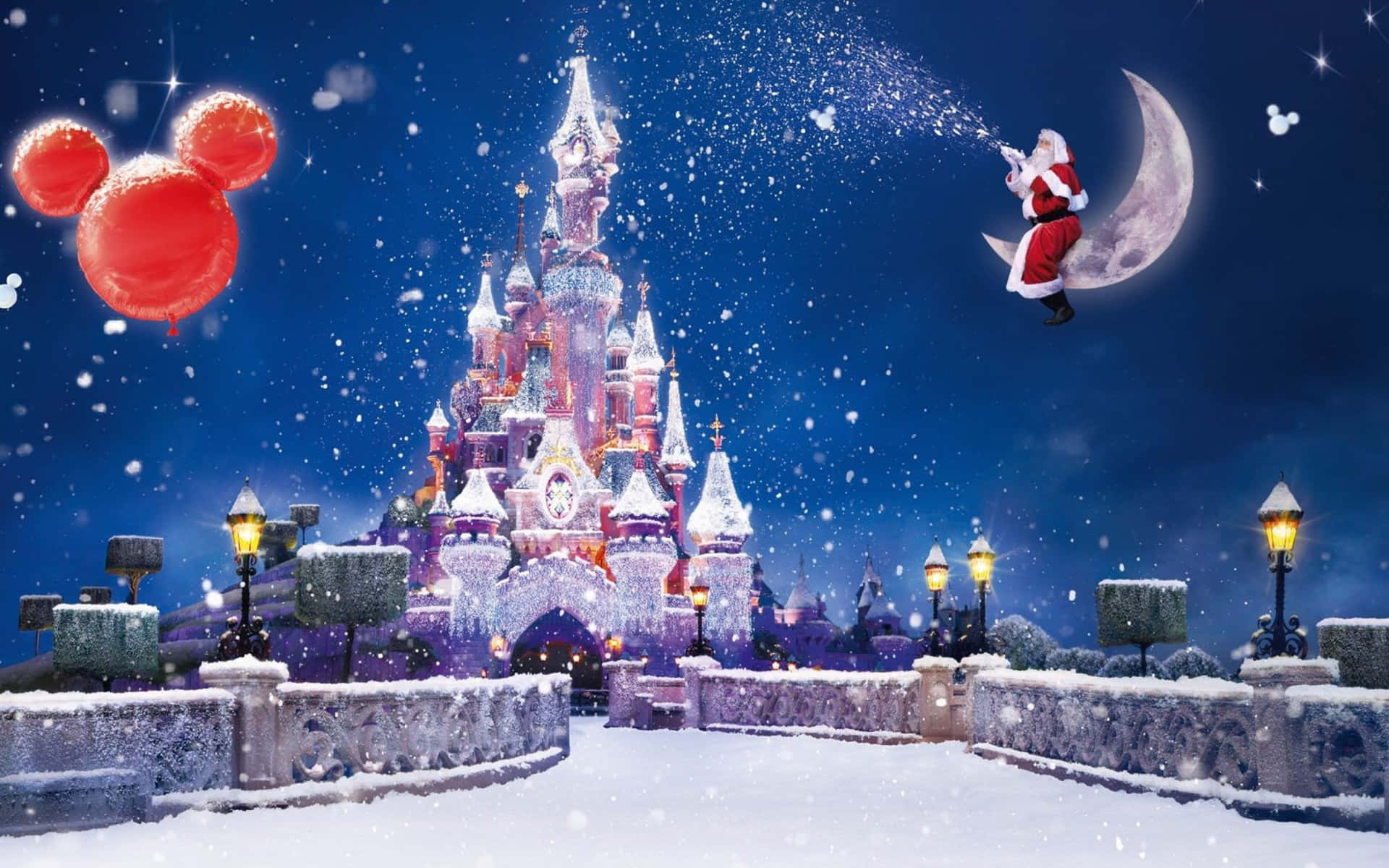 Disney Computer Castle Santa Claus Blowing Snow Wallpaper
