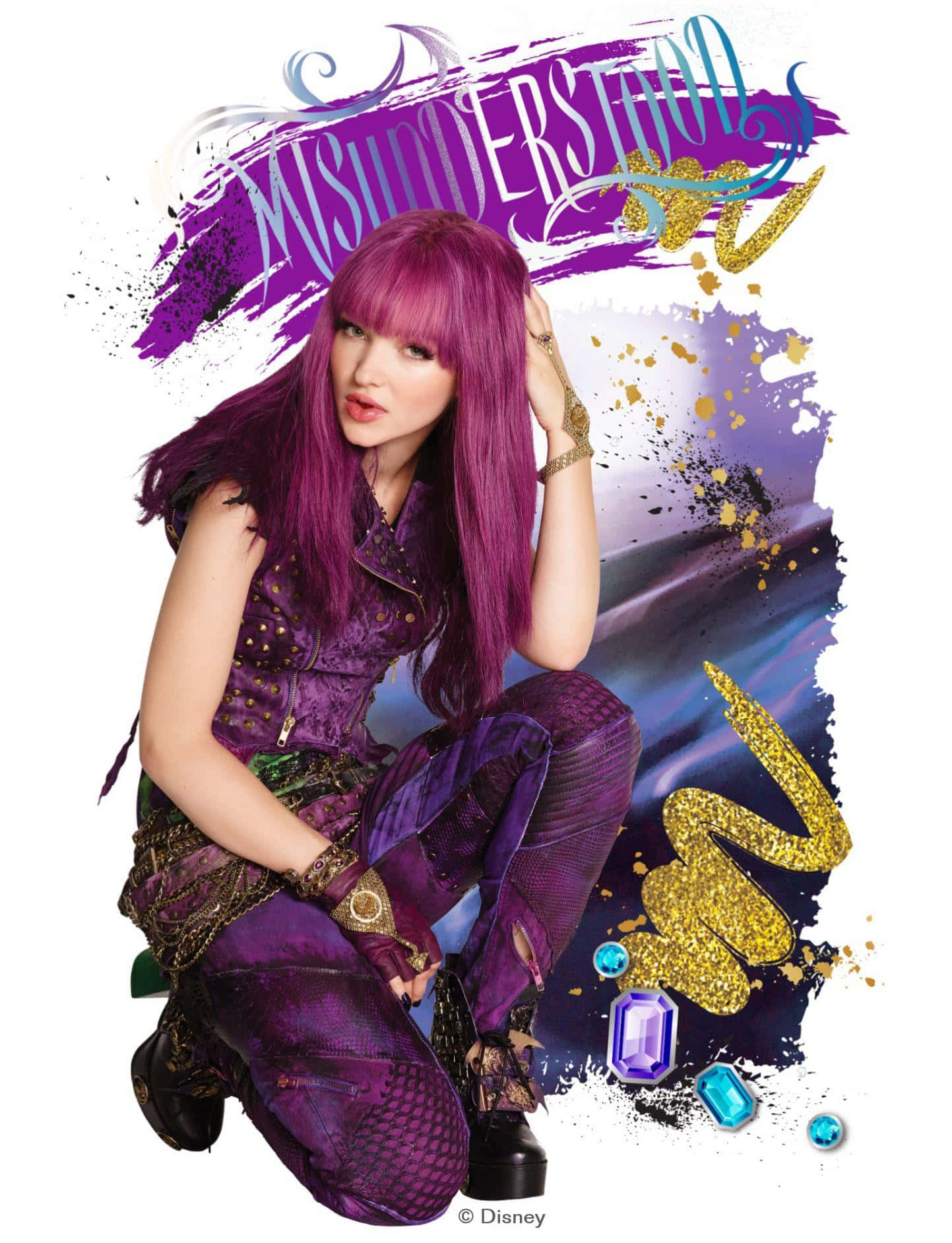 Descendants - A Purple Haired Girl With Purple Hair Wallpaper