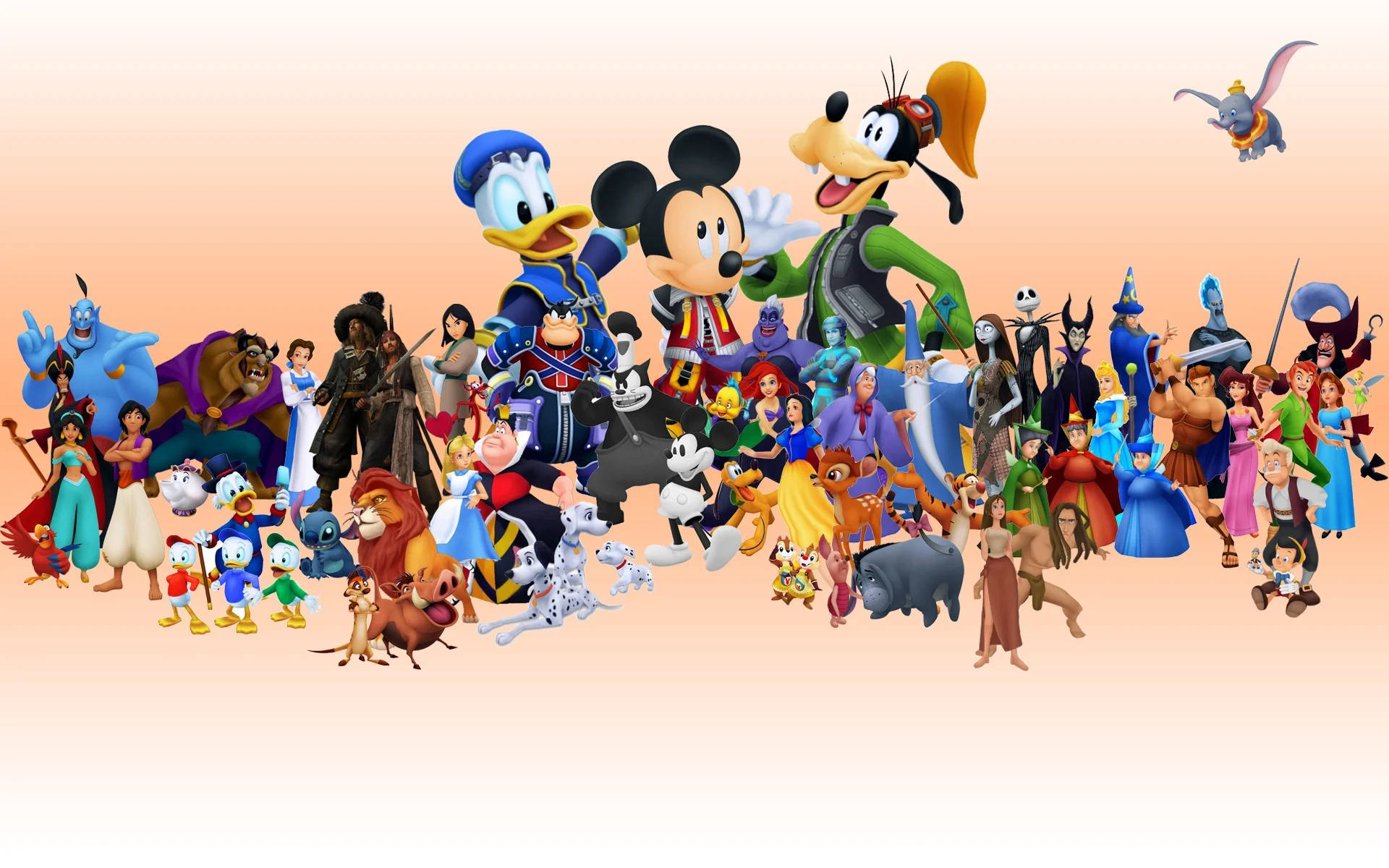 Disney Desktop Karakterer I Hvid og Blå Backsplash Wallpaper
