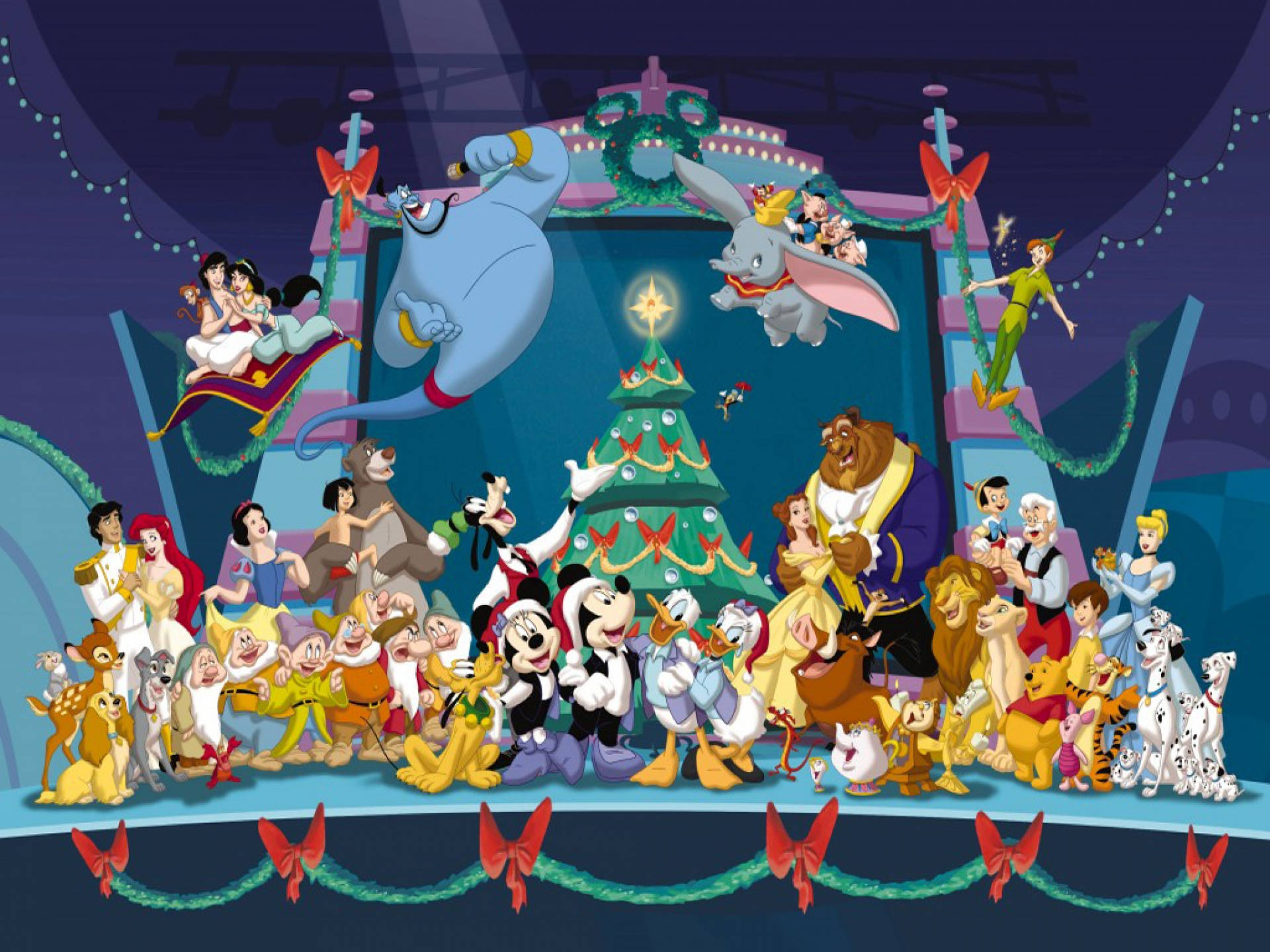 Disney Desktop Christmas Theme Wallpaper