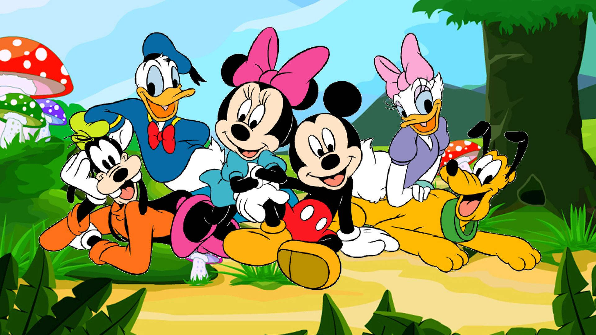 Disneyskrivbordsbakgrund Med Mickey Och Pluto. Wallpaper