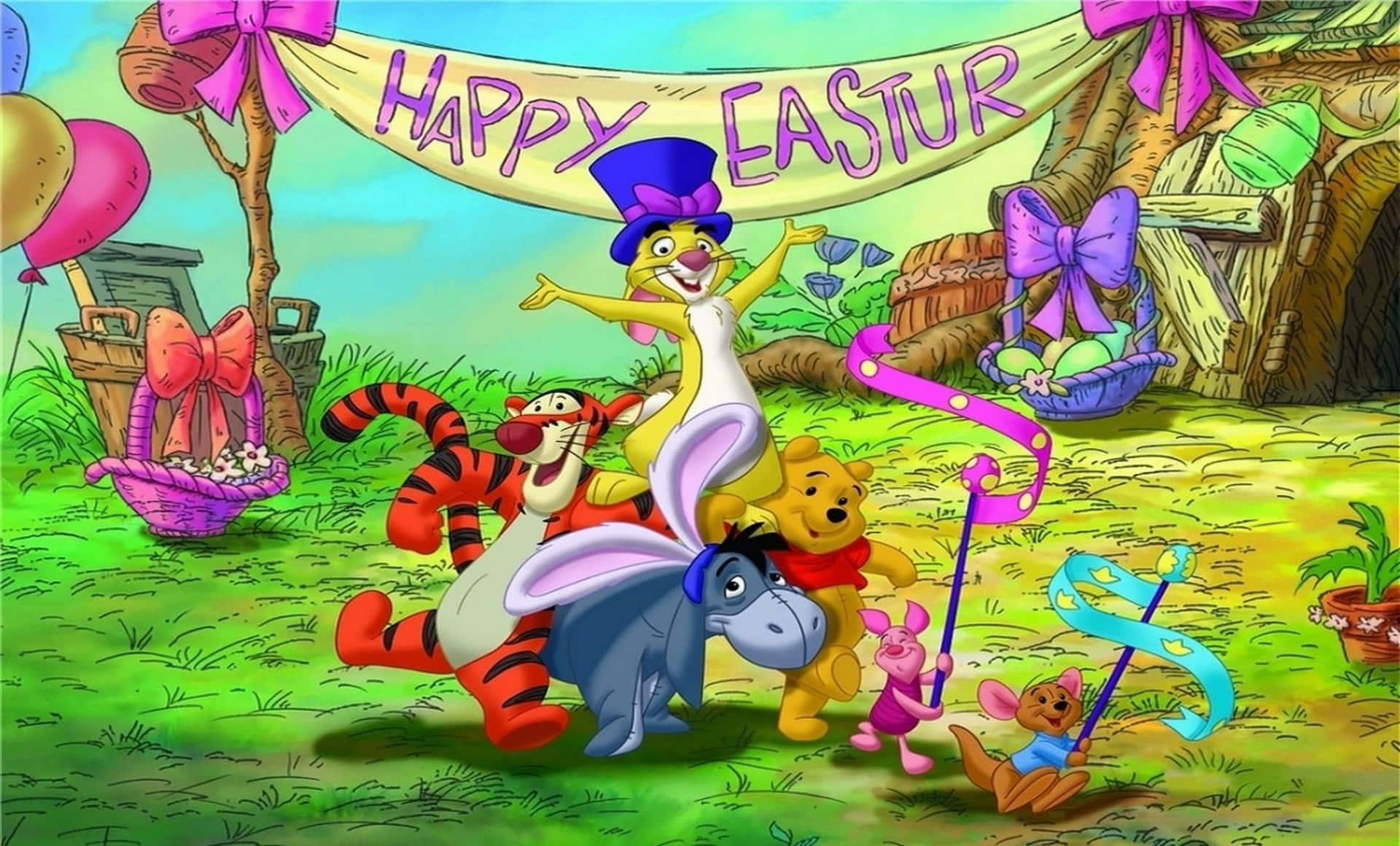 Winnie The Pooh Disney Easter Wallpaper