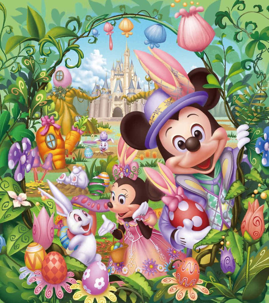 Mickeyoch Minnie Disney Påsk Wallpaper