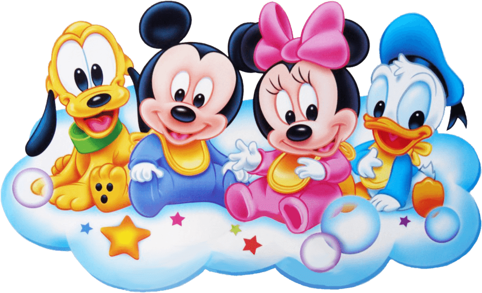 Disney Friends On Cloud Illustration PNG