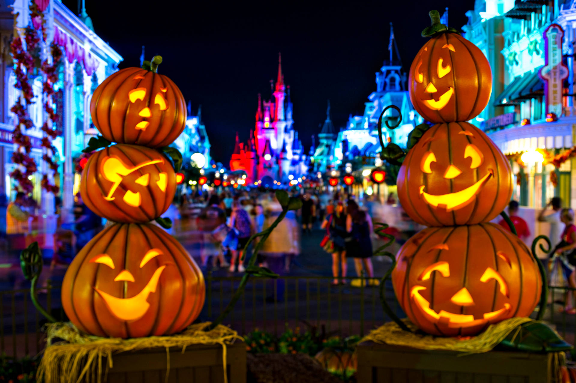 Disney Halloween Colorful Lights Wallpaper