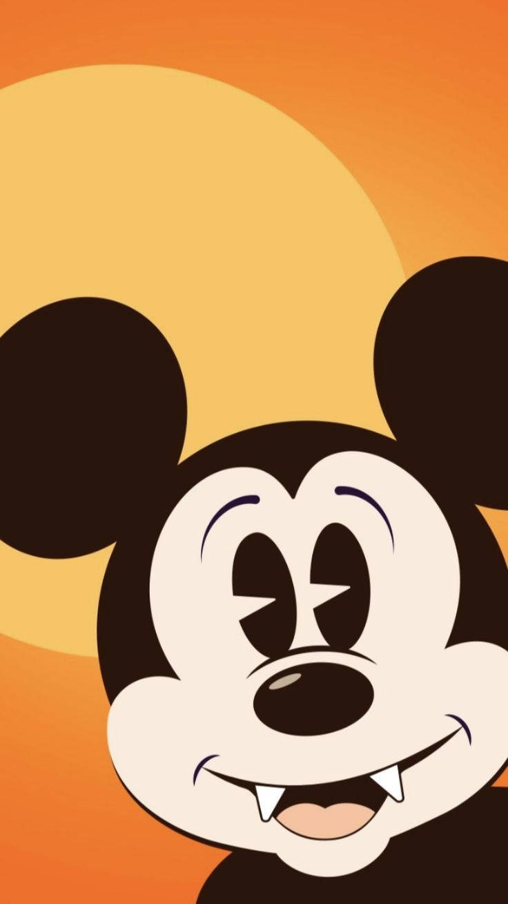 Disney Halloween Mickey With Fangs Wallpaper