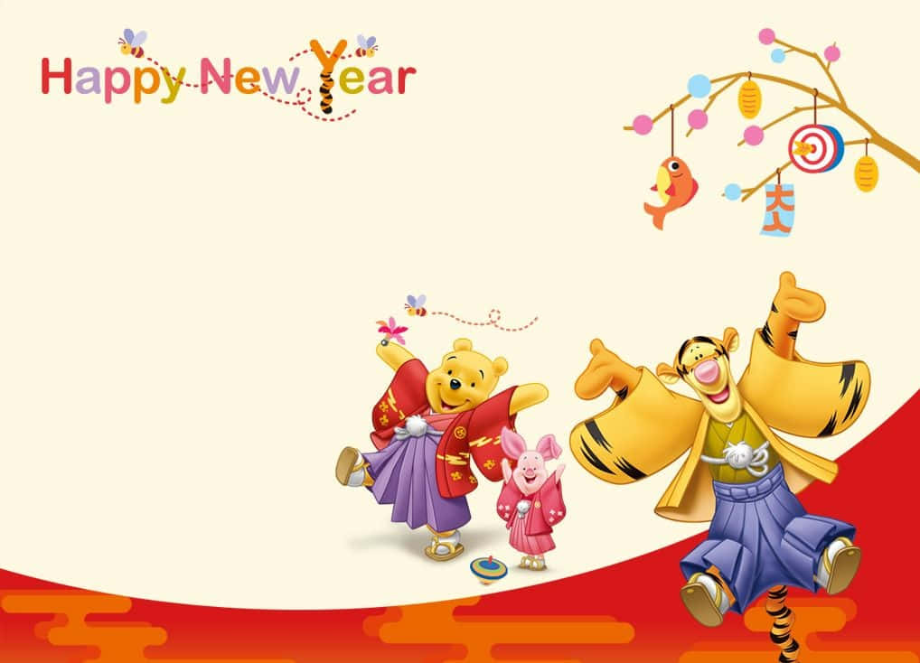 Disney Happy New Year Greeting Card Wallpaper