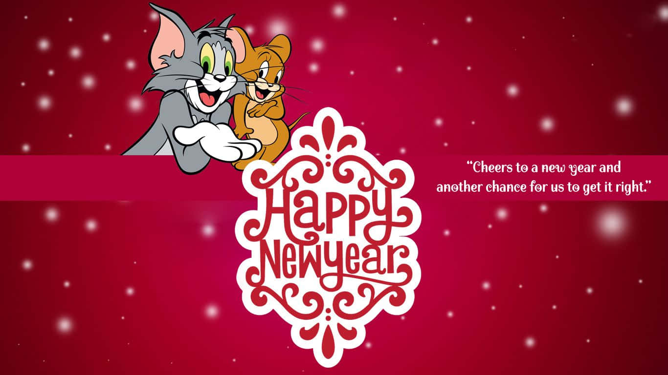 Festeggiail Nuovo Anno Con Topolino E Minnie Mouse Sfondo