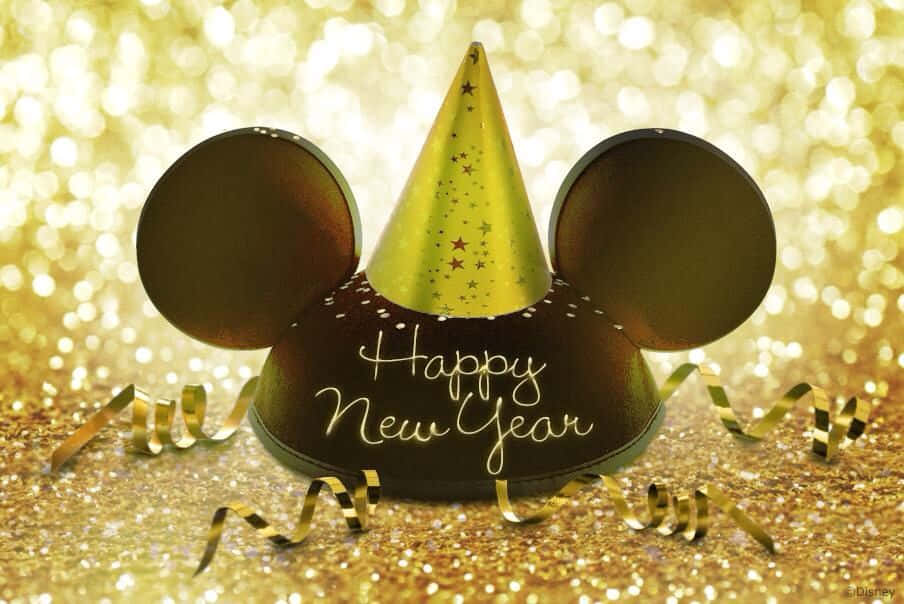 Chic Disney Happy New Year Hat Wallpaper