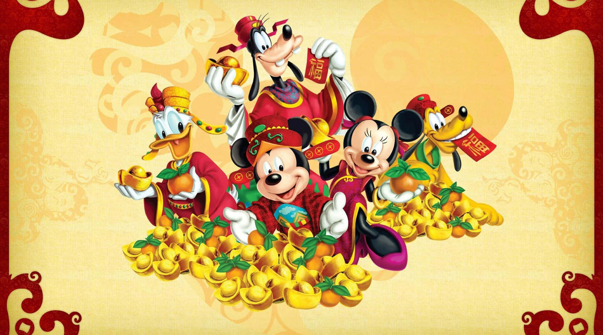 Firadet Nya Året På Disney-sätt! Wallpaper
