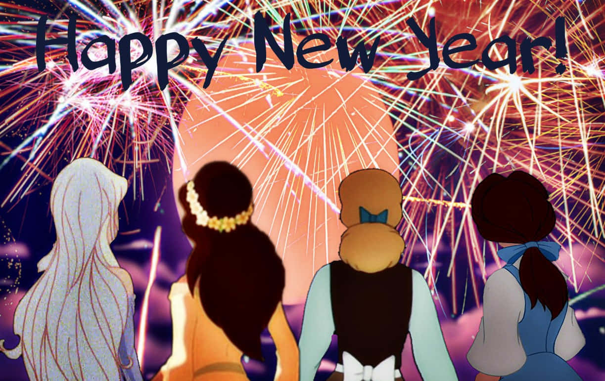 Fejr det nye år med Mickey og vennerne! Wallpaper