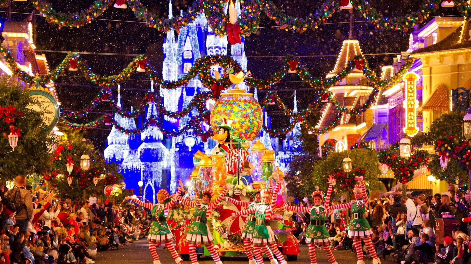 Disney Jul Festlig Parade Wallpaper