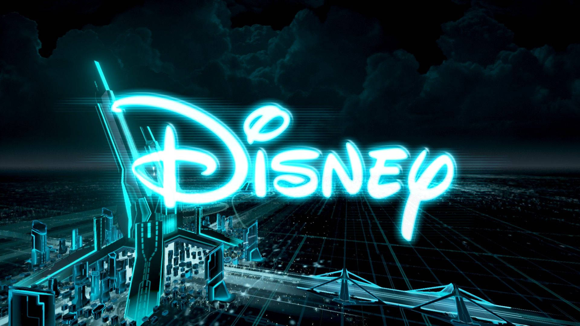 Disney Logo Cyan Neon Light Wallpaper